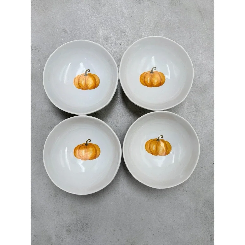 Set 4 Williams Sonoma Sugar Pumpkin Bowls Wavy Edge 5.5